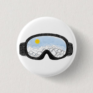Macaron Rond 2,50 Cm Ski Goggles Mountain View Illustration