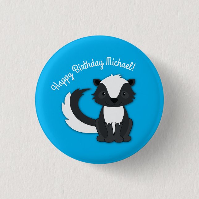 Macaron Rond 2,50 Cm Skunk Anniversaire Fête Enfants (Devant)