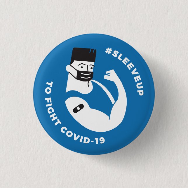 Macaron Rond 2,50 Cm #sleeveup pour combattre COVID-19 - Masc Blue (Devant)