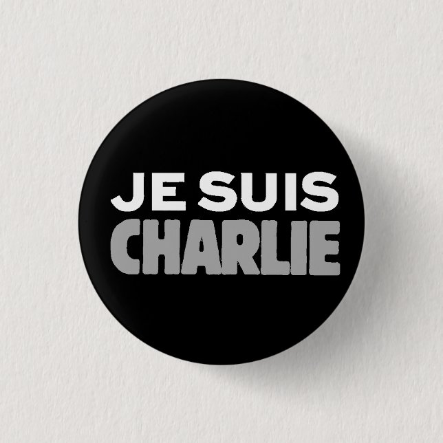 Macaron Rond 2,50 Cm Slogan Charlie-Universel de Je Suis Charlie-Je AM (Devant)