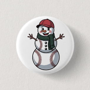 Macaron Rond 2,50 Cm Snowman Baseball Noël Père Noël Baseball Sport
