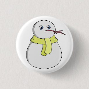 Macaron Rond 2,50 Cm Snowman portant une écharpe jaune