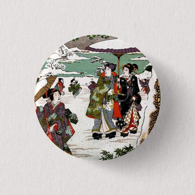 Macaron Rond 2,50 Cm Snowscape japonais (Devant)