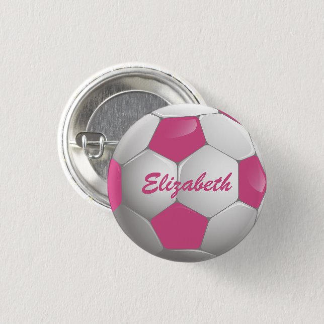 Macaron Rond 2,50 Cm Soccer Ball Pink and White (Devant & derrière)