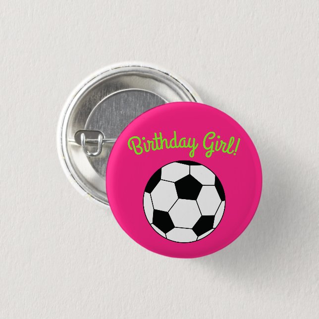 Macaron Rond 2,50 Cm Soccer rose fête d'anniversaire (Devant & derrière)