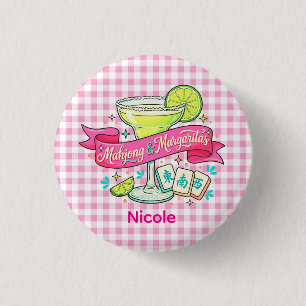 Macaron Rond 2,50 Cm Soirée de jeu Mahjong et Margaritas Cocktail
