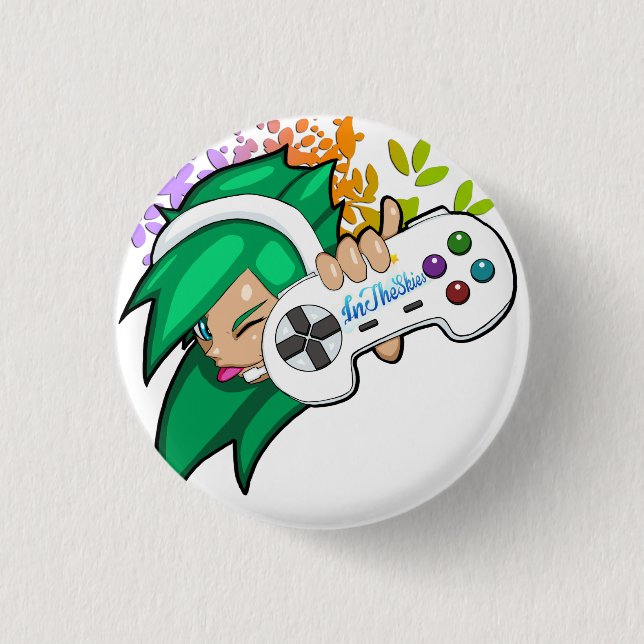 Macaron Rond 2,50 Cm SON petit bouton de GamerGirl (Devant)