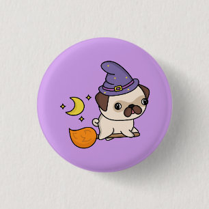 Macaron Rond 2,50 Cm Sorcière de Halloween Chien