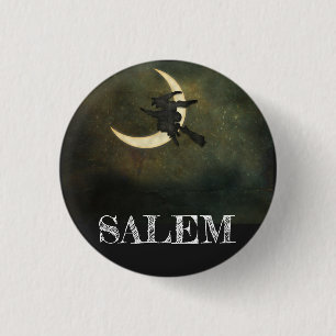 Macaron Rond 2,50 Cm Sorcière du Massachusetts de Salem sur la lune Hal