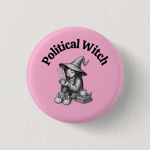 Macaron Rond 2,50 Cm Sorcière féministe anti Trump politique fantaisist