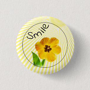 Macaron Rond 2,50 Cm Sourire - Les Tulipes du printemps jaune Plaisir d