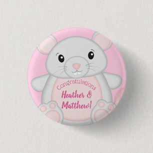 Macaron Rond 2,50 Cm Souris Baby shower rose