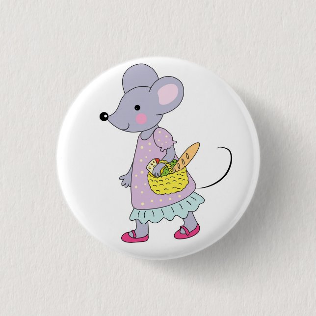 Macaron Rond 2,50 Cm souris drôle (Devant)