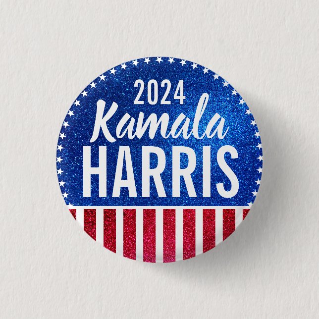 Macaron Rond 2,50 Cm Soutenez Kamala Harris 2024 Progrès et unité (Devant)
