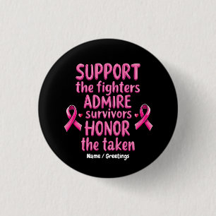 Macaron Rond 2,50 Cm Soutien Admire Honor Cancer du sein Cadeau de sens