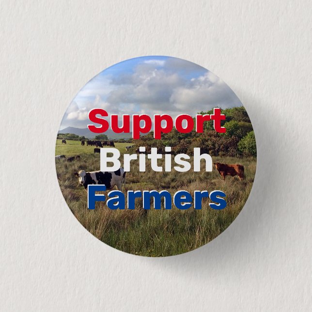 Macaron Rond 2,50 Cm Soutien aux agriculteurs britanniques (Devant)