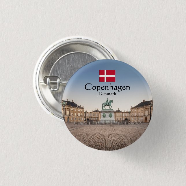 Macaron Rond 2,50 Cm Souvenir de Copenhague (Devant & derrière)