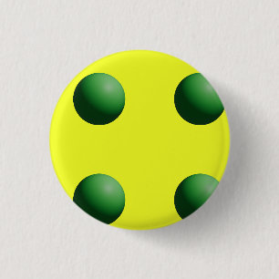 Macaron Rond 2,50 Cm Sphères vertes sur bouton jaune