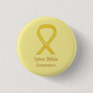 Macaron Rond 2,50 Cm Spina Bifida Yellow Awareness Ribbon Pins