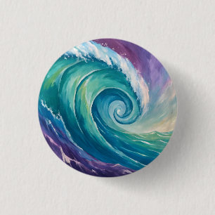 Macaron Rond 2,50 Cm Spirale de vague océanique abstraite