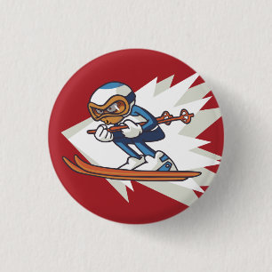 Macaron Rond 2,50 Cm Sports d'hiver Alpine Ski Flair Button