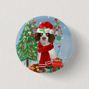 Macaron Rond 2,50 Cm Springer anglais Spaniel chien avec cadeaux de Noë