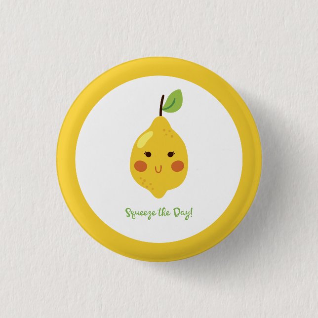 Macaron Rond 2,50 Cm Squeeze Day Punny Lemon (Devant)