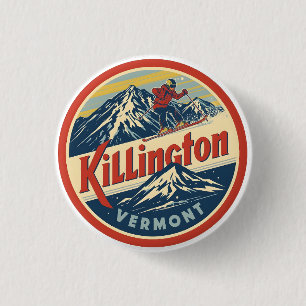Macaron Rond 2,50 Cm Station de ski vintage KILLINGTON Vermont montagne