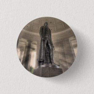Macaron Rond 2,50 Cm Statue de bronze du Thomas Jefferson Memorial