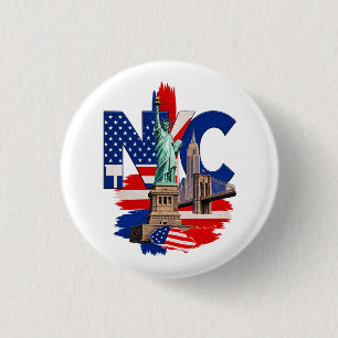 Macaron Rond 2,50 Cm Statue de la ville de New York Graphique de la sky