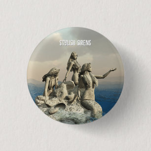 Macaron Rond 2,50 Cm Statue de sirènes. Personnalisé