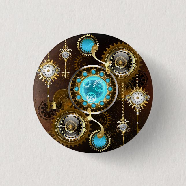 Macaron Rond 2,50 Cm Steampunk Arrière - plan rouillé avec des lentille (Devant)