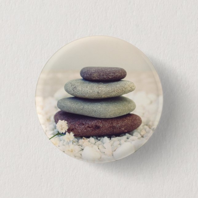 Macaron Rond 2,50 Cm Stones empilées Méditative Cairn (Devant)