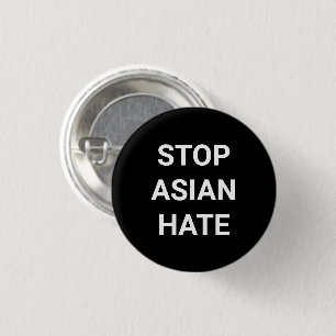 Macaron Rond 2,50 Cm Stop Asian Hate, black white Pin Button