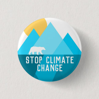 Macaron Rond 2,50 Cm Stop Climate Change Polar Bear Glacier Button