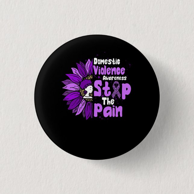 Macaron Rond 2,50 Cm Stop The Pain Domestic Violence Awareness Sunflowe (Devant)