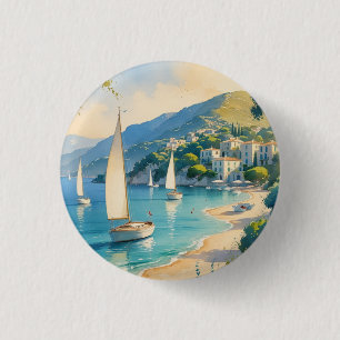 Macaron Rond 2,50 Cm Style vintage Côte d'Azur Voyage en France