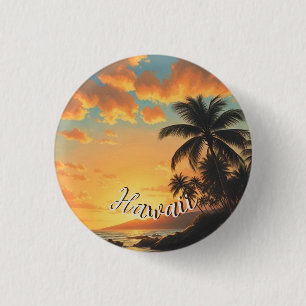 Macaron Rond 2,50 Cm Style Vintage Hawaïen Voyage Côte Mer Coucher de s