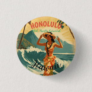 Macaron Rond 2,50 Cm Style vintage Hawaiian Travel Honolulu Mid-Pacific