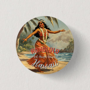 Macaron Rond 2,50 Cm Style vintage Hawaiian Travel Honolulu Mid-Pacific