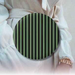 Macaron Rond 2,50 Cm Style Vintage Olive Sage Vert noir 3D rayé