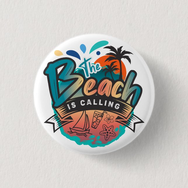 Macaron Rond 2,50 Cm Sublimation d'été et de plage (Devant)