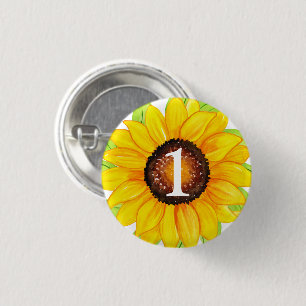 Macaron Rond 2,50 Cm Sunflower Baby Girl Birthday Custom Age Numéro