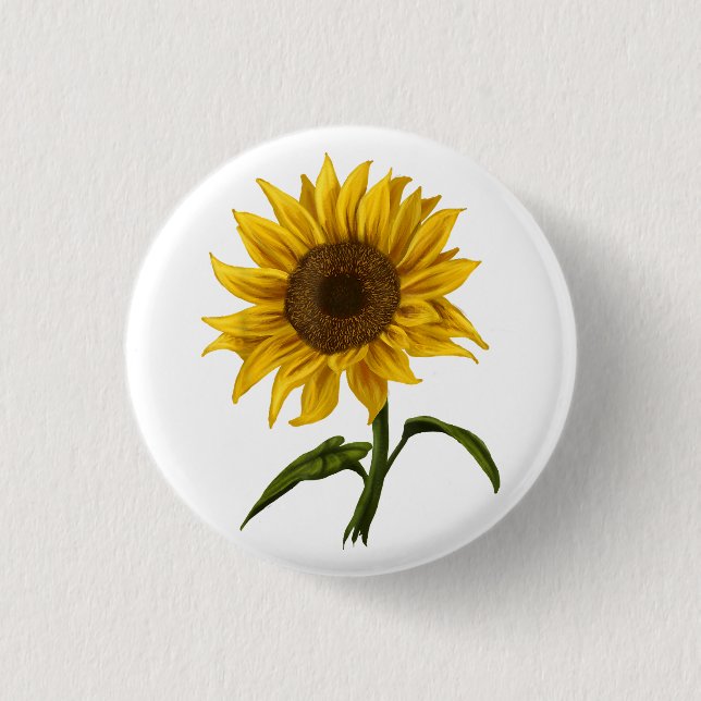 Macaron Rond 2,50 Cm Sunflower Sunshine Floral Aquarelle Fleur (Devant)