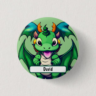 Macaron Rond 2,50 Cm Sunny Le Dragon Amical Avec Nametag Personnalisé
