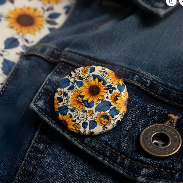 Macaron Rond 2,50 Cm Sunshine en fleur : bouton Sunflower (Créateur téléchargé)