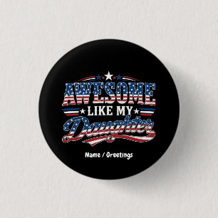 Macaron Rond 2,50 Cm Super Comme Ma Fille Design De Drapeau Patriotique