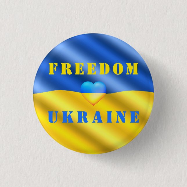 Macaron Rond 2,50 Cm Support Ukraine Button Freedom - drapeau ukrainien (Devant)