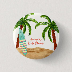 Macaron Rond 2,50 Cm Surf tropical d'été bébé à bord Baby shower