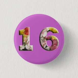 Macaron Rond 2,50 Cm Sweet 16 16e Bouton de jalon d'anniversaire